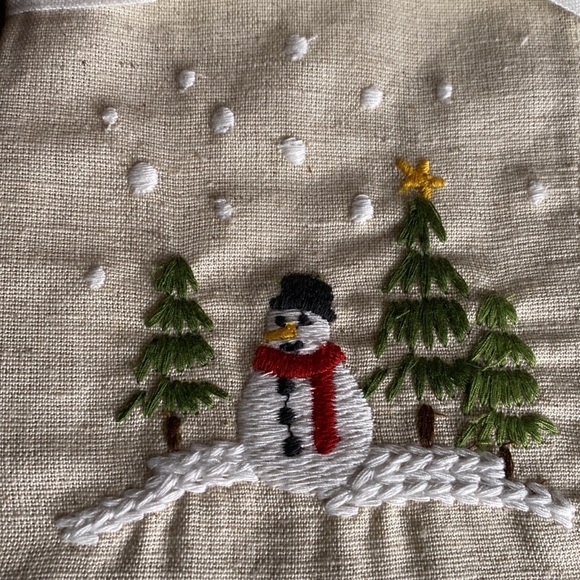 Pottery Barn Christmas in the Country Embroidered Cotton/Linen Napkins -Set of 4 - Picture 6 of 16